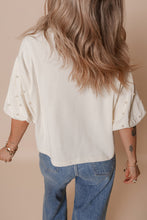 Load image into Gallery viewer, Pearl Puff Sleeve Round Neck Loose Top
