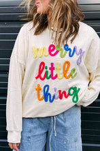 Load image into Gallery viewer, Merry little thing Corded Letter Graphic Ribbed Loose Sweatshirt
