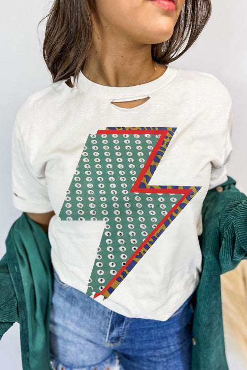 INSTOCK Rhinestone lightning bolt tee