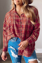 Load image into Gallery viewer, Plaid Frayed Stitching Long Sleeve Shirt
