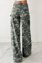 Load image into Gallery viewer, Camo Denim Cargo Wide Leg Pants
