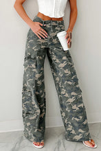 Load image into Gallery viewer, Camo Denim Cargo Wide Leg Pants
