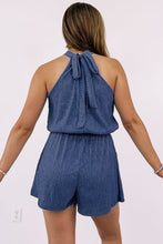 Load image into Gallery viewer, Knot Back High Neck Crinkle Textured Romper
