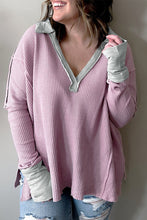 Load image into Gallery viewer, Plus Size Exposed Seam Waffle Knit Top
