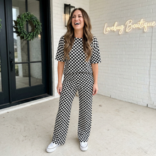 Load image into Gallery viewer, Checkered Print Half Sleeve Tee 2pcs Lounge Pant Set
