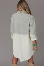 Load image into Gallery viewer, Gradient Long Sleeve Button Up Raw Hem Denim Dress
