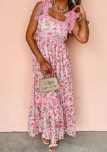 Load image into Gallery viewer, Floral Lace Tied Strap Empire Waist Maxi Dress
