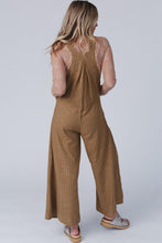 Load image into Gallery viewer, Brown Striped Pleated Wide Leg Pocketed Jumpsuit
