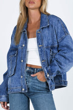 Load image into Gallery viewer, Chest Pockets Drop Shoulder Loose Denim Jacket
