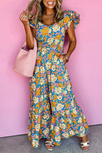 Load image into Gallery viewer, Floral Print Shirred Cut Out High Waist Jumpsuit
