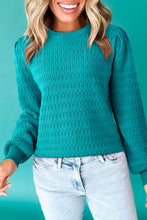 Load image into Gallery viewer, Trendy Pattern Knit Ribbed Cuffs Crew Neck Sweater
