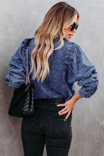 Load image into Gallery viewer, Puff Sleeve Button-Up Denim Shirt
