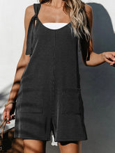 Load image into Gallery viewer, Textured Knotted Straps Pocketed Romper
