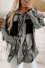 Load image into Gallery viewer, Aztec Contrast Chest Pockets Loose Shacket
