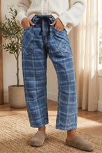 Load image into Gallery viewer, Plaid Denim Grommet Drawstring Waist Ankle-Length Jeans
