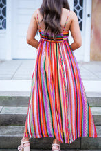 Load image into Gallery viewer, Striped Thin Straps Smocked Back Boho Maxi Dress
