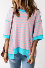 Load image into Gallery viewer, Oversized Contrast Trim Exposed Seam High Low T Shirt
