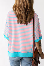 Load image into Gallery viewer, Oversized Contrast Trim Exposed Seam High Low T Shirt
