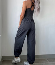 Load image into Gallery viewer, Carbon Grey Crossed Back Straps Hollow Out Jogger Jumpsuit
