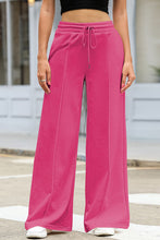 Load image into Gallery viewer, Rose Terry Knit Drawstring Smocked Waist Wide Leg Sweatpants
