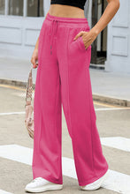 Load image into Gallery viewer, Rose Terry Knit Drawstring Smocked Waist Wide Leg Sweatpants
