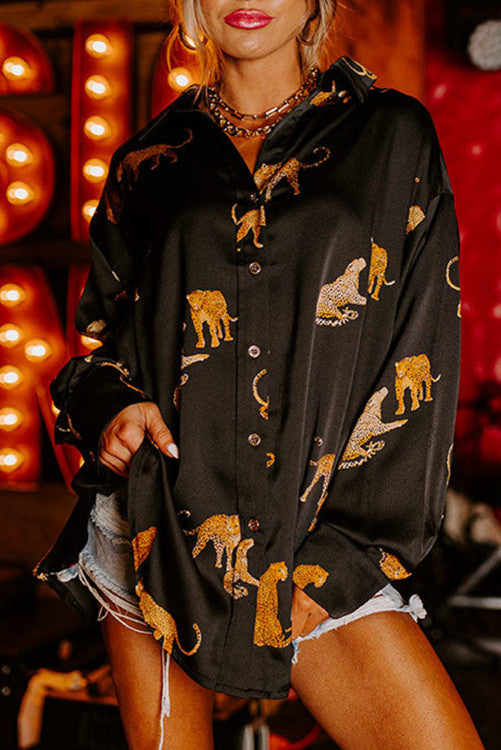 In the wild Button Up Satin Shirt