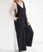Load image into Gallery viewer, Raw Seam Big Flower Patched Loose Overall Jumpsuit
