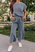 Load image into Gallery viewer, Quilted Short Sleeve Wide Leg Pants Set
