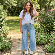 Load image into Gallery viewer, Drawstring Waist Wide Leg Ankle Length Jeans
