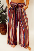 Load image into Gallery viewer, Striped Print Tie Waist Wide Leg Pants
