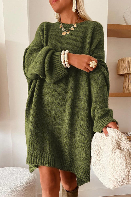 Oversize Drop Shoulder Slouchy Sweater Dress