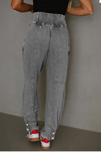 Load image into Gallery viewer, Mineral Wash Jogger Style High Waist Casual Pants
