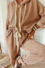 Load image into Gallery viewer, Drawstring Pullover Hoodie and High Waist Pants Corded Set
