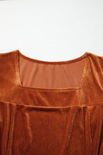 Load image into Gallery viewer, Velvet Ribbed Texture Square Neck Slim Puff Sleeve Top
