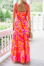 Load image into Gallery viewer, Abstract Print Knotted Shoulder High Waist Maxi Dress
