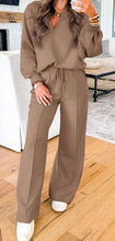 Load image into Gallery viewer, Polo Collar V Neck Pullover and Drawstring Sweatpants Set
