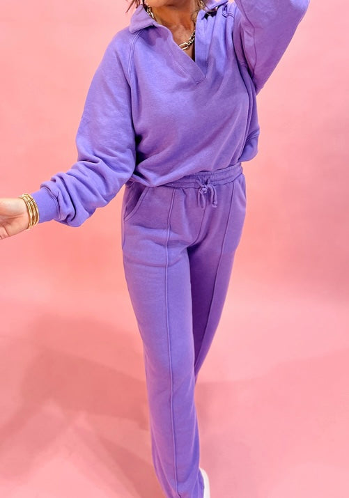 Collared Pullover and Central Seam Pants Set