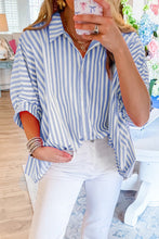Load image into Gallery viewer, Stripe Dolman Sleeve Oversize Shirt
