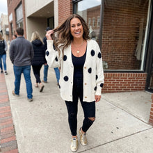 Load image into Gallery viewer, Polka Dot Button Front Oversized V Neck Cardigan
