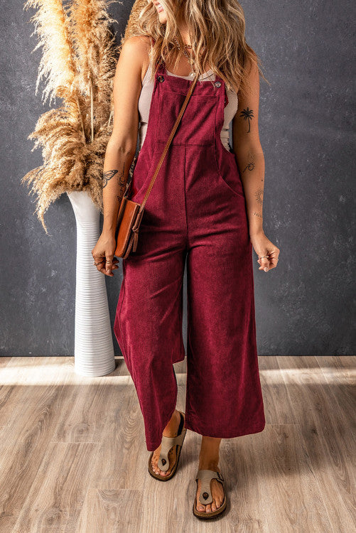 Corduroy Wide Leg Overalls