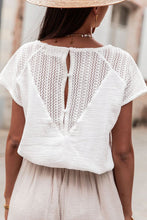 Load image into Gallery viewer, Lace Crochet Textured Button Back V Neck T Shirt
