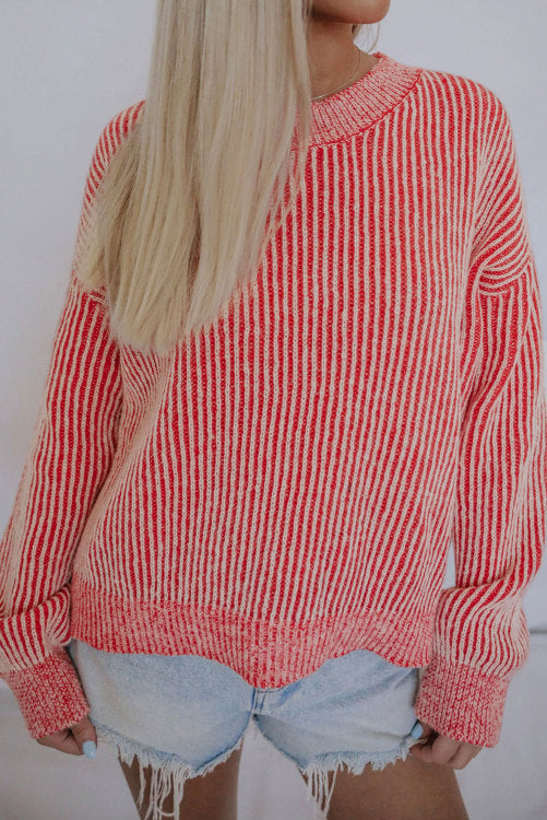 Ribbed Trim Round Neck Sweater – Lovebug Boutique