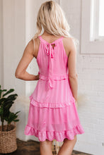 Load image into Gallery viewer, Smocked Neck Knot Back Frilly Tiered Sleeveless Mini Dress
