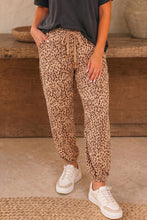 Load image into Gallery viewer, Leopard Print Drawstring Waist Patch Pockets Pants
