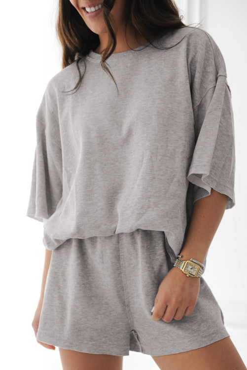 Loose Tee 2 Piece Shorts Set