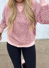 Load image into Gallery viewer, Leopard Print Patchwork Crew Neck Sweatshirt
