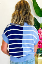 Load image into Gallery viewer, Stripe Colorblock Quarter Zip Collar Sweater
