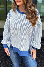 Load image into Gallery viewer, Waffle Knit Exposed Stitching Casual Top with Side Slits
