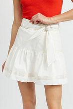 Load image into Gallery viewer, Contrast Stitching Trim Knotted High Waist A-Line Mini Skirt
