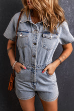 Load image into Gallery viewer, Vintage Washed Buttons Pocketed Denim Romper
